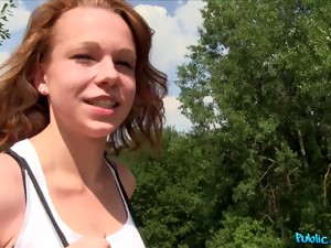 Cute Redhead Girl Rebeca Takes Money To Be Fucked In The Woods