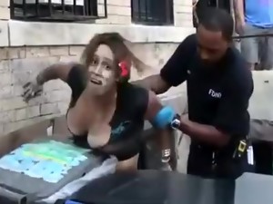 Totally drunk woman with the big neck