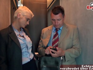 German Big Tits Blonde Secretary Get Anal Fuck In Lift