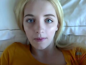 Adorable Blonde Babe With Blue Eyes, Kate Bloom Did Her Best To Make Her Roommate Cum