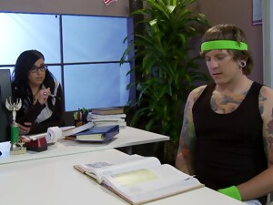 A Sexy Tatted Up Teacher Fucks A Student In Her Office
