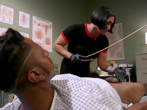 Asian Nurse Mia Little Abuses Her Black Slave Before He Fucks Her