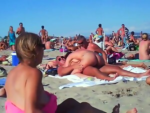 Plaża, Duże kutasy, Seks grupowy, Masturbacja, Publiczne