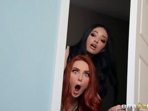 Naughty Step-daughters Scarlett Bloom And Lacy Lennon Share Dad's Dick