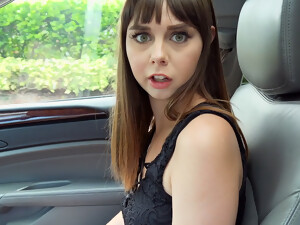Big-Eyed Petite Brunette Gets Bonked In The Car For A First Time