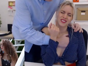 Secretary Tiffany Gets Groped By Boss On Webcam  - Point-of-view