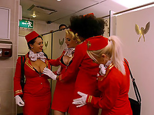 Gorgeous Stewardess Attacked By A Randy Fellow In A Toilet