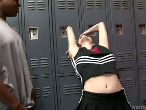 Sexy Cheerleader Fucks Black Guy In A Locker Room