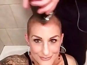Sexy Girl With Tatoos Gets Buzzed