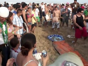Drunk Party Girls In Sexy Bikinis At The Beach