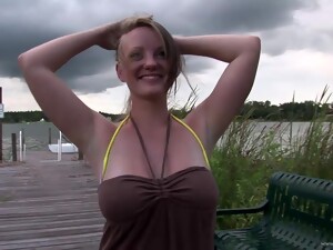A Gorgeous Girl Shows And Fondles Her Big Boobs In A Park