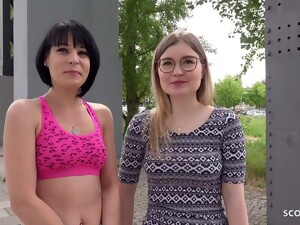 GERMAN SCOUT - TWO CANDID GIRLS FROM BERLIN I FIRST FFM TRIO AT REAL PICKUP SEX - Tiny Emily