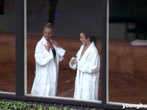 Taking Their Robes Off For A Steamy Fuck In The Shower