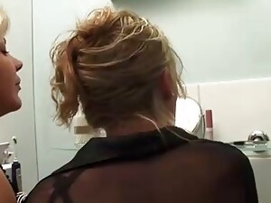 Lusty Cougars Are Sharing A Big Dick In The Bathroom And Moaning, Because It Feels So Good