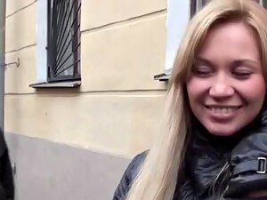 Blonde Goes For A Risky Outdoor Blowjob