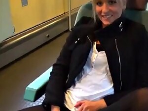Girls Give Blowjob And Masturbate On The Train