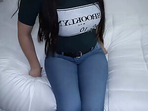 Tremendous Ass Of My Friend's Girlfriend With Tight Jeans. Real Orgasm And Creampie. She Left My Semen Inside Her Pussy
