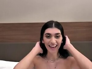 Tall Brunette Teen With 36DD Boobs Makes Her Porn Debut