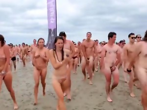 Naked Canadian Students Having Tremendous Fun At The Beach
