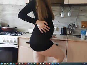 Slobbery Blowjob And Hard Sex With A Pregnant Woman In A Short Black Dress