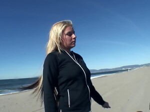 Playing With Big Tits At The Beach And Fucking Her Hole At Home