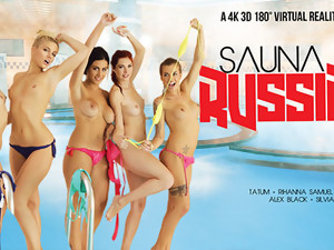 Alex Black & Kattie Gold & Rihanna Samuel & Silvia Dellai & Sweet Cat In Sauna Russian Style Part 1 - VRBangers