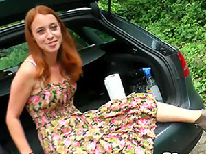 Since Her Car Broke Down, This Hot Girl Decided To Pleasure Herself Instead.