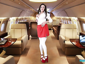 Sexy Stewardess Georgie Starts Stripping And Flashing Tits On Board
