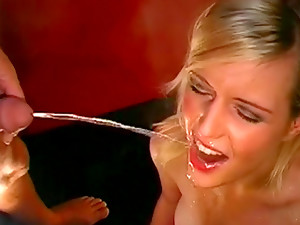 Sexy Blonde Is Swallowing Loads Of Urine