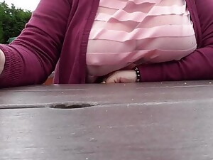 Nipples And Boobs In A Pub Garden