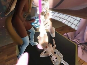 Second Life - Falara Has A Threesome On A Dancing Pole